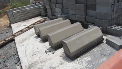 production line of concrete blocks